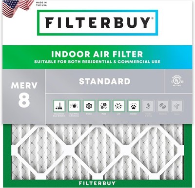 Filterbuy 14x14x1 Pleated Air Filters, Replacement for HVAC AC Furnace (MERV 8)