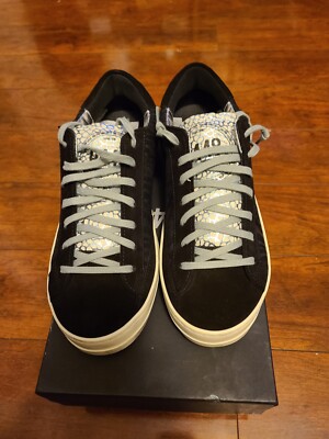 BRAND NEW - P448 Sneakers Black Seude Leather Leopard Stripe Size 8 EU 41 