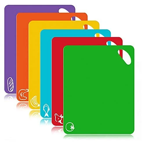 Carrollar Flexible Plastic Cutting Board Mats, Colored Mats With