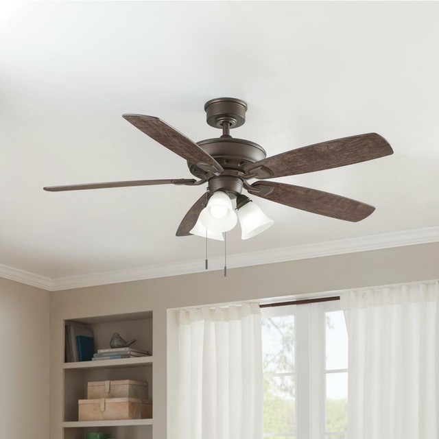 Hampton Bay Wellton 54 In Led Espresso Bronze Dc Motor Ceiling
