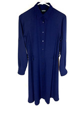 LAUREN RALPH LAUREN Belted A-Line Dress Size 2 Blue Career Office Travel