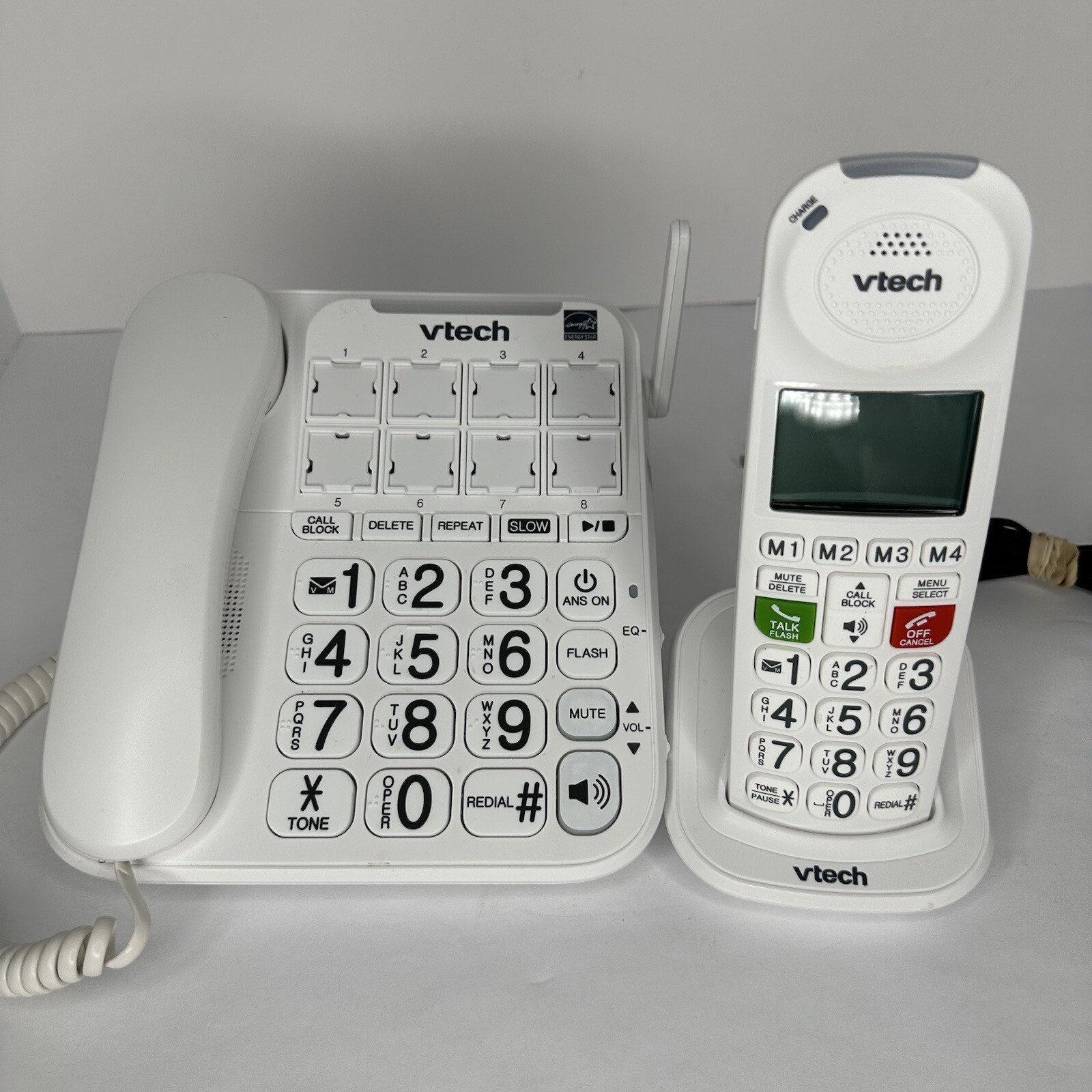 VTech SN5147 White Large Display Amplified Corded Cordless Answering
