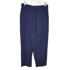 New WHISTLES Womens Madison Trousers Navy blue Elastic Drawstring Pockets Sz 8