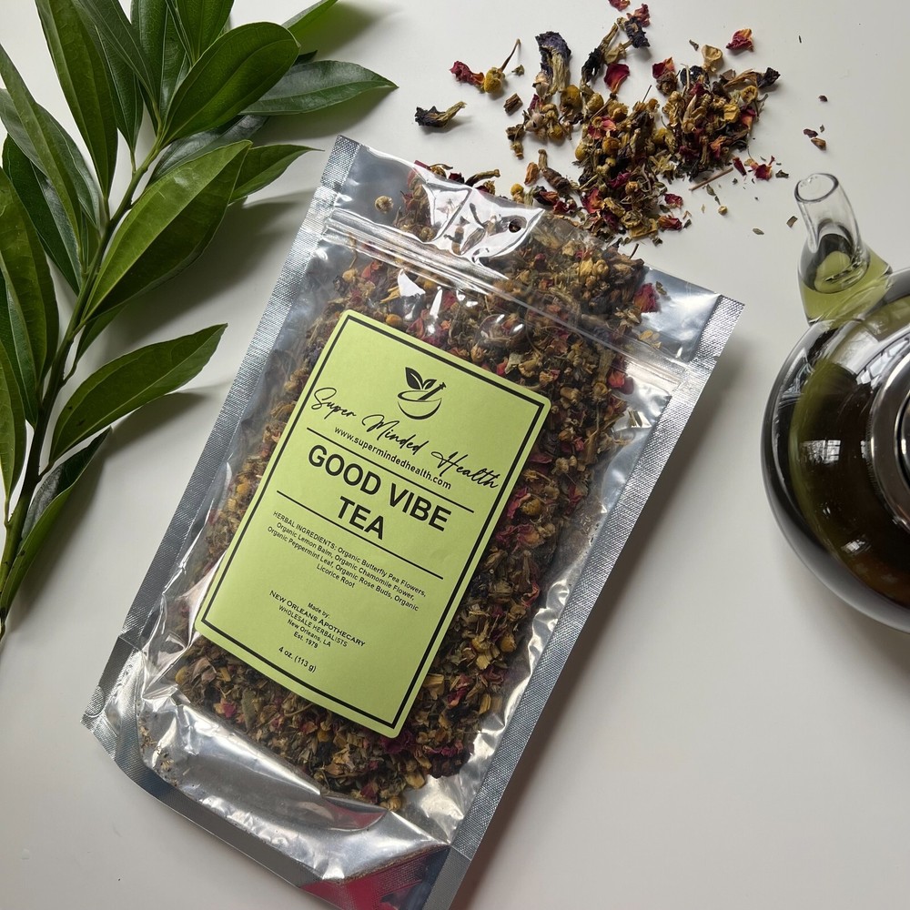 Good Vibe Tea (32 Servings) Loose Organic Herbal Tea Revitalize Butterfly Pea