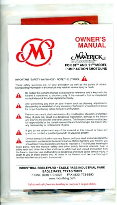 Bedienungsanleitung MAVERICK Mod. 88TM 91TM PUMP ACTION SHOTGUNS IN ENGLISH (328