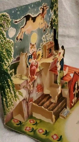 Vtg 1950's Pop-up Hold to the Light Greeting Card Hey Diddle Diddle Cat & Fiddle - Picture 4 of 12