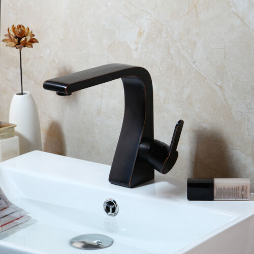 Black Oil Modern Unique Design Bathroom Basin Vessel Sink Mixer Faucet Tap