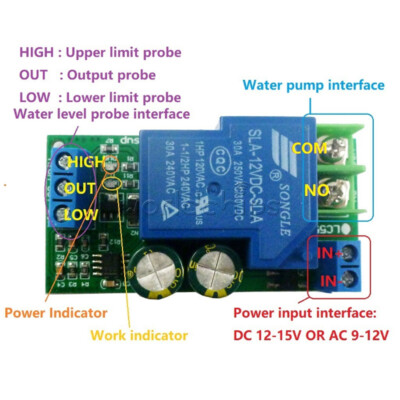30A High Power 12V Water Level Automatic Controller Liquid Sensor Switch Relay