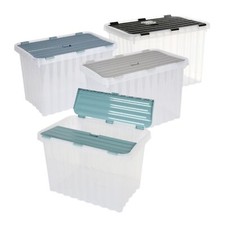 7x Wellenboxen 88L 60x45x45cm Deckel Transparent Aufbewahrung Spielzeugkiste