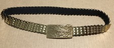 Vintage 1950s-60s Gold Tone Scale Belt - Elastic Stretch - Hook Closure