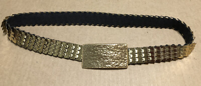 Vintage 1950s-60s Gold Tone Scale Belt - Elastic Stretch  display picture 1