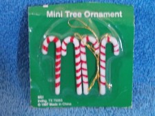 New Set of 4 Mini Tree Candy Cane Ornaments