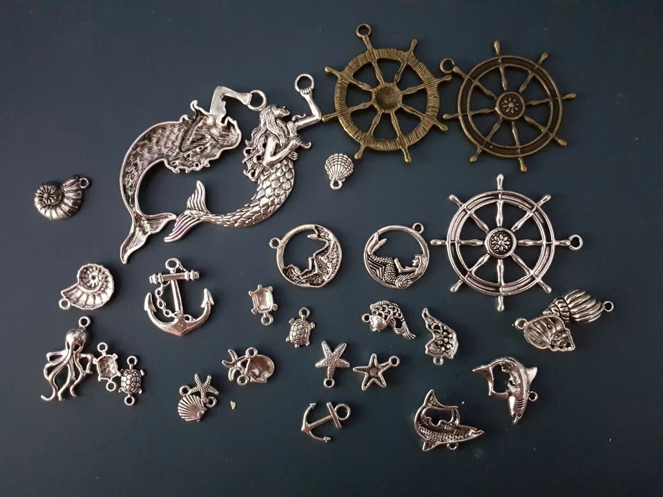 150gr ciondolo MARINO misti MISTO charm CIONDOLI pesce marittimo mare conchiglia - Immagine 2 di 2