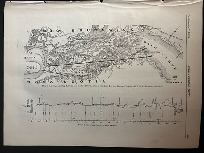 1889 Industrial Illustration/Drawing Map of the Chignecto Ship Railway