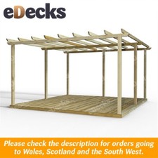 Ex Display Decking Kit With Pergola 4.2m x 4.2m Treated Garden Building