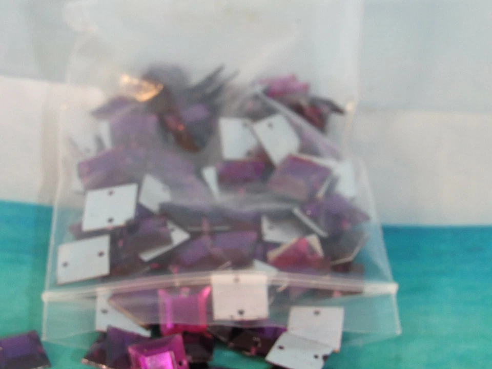 10mm Square Flat Back Sew on Beads for Crafts Amethyst Color 112 Each  - Image 3 of 3