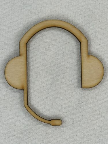 Custom Laser Cut Unfinished Gaming Headset  Headphones Shape Wood Craft Cutout - Afbeelding 1 van 2
