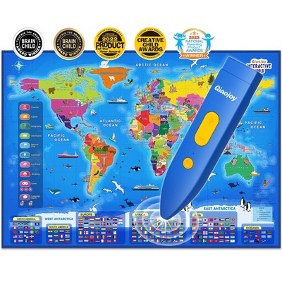 Bilingual Interactive World Map for Kids Learning and Educational Toys