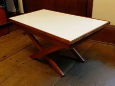 Mid Century White Formica Low Folding Table 30 X 16 X 15.5 Inches Tall
