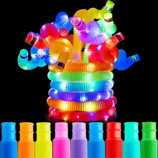18 Pop Tubes & 9 Light Up Glow Sticks Fidget Sensory Toys for Kids Party Favors!