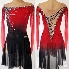 Figure Skating Dress Ice Skating Dress Competition Skating Wear red dyeing