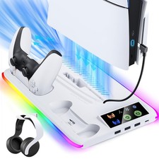 PS5/Slim Cooling  Charging Station,PS5/Slim Stand for Disc  Digital Console...