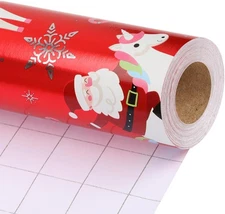 LaRibbons Christmas Foil Wrapping 17 Inch x 33 Feet, Unicorn & Santa 