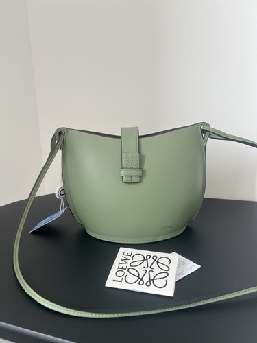LOEWE Molded Bucket Bag Mini Avocado Green Smooth Calfskin Crossbody Duty Paid