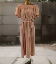 PAPAYA womens pink COTTON off the shoulder tie belted midi sundress size 16