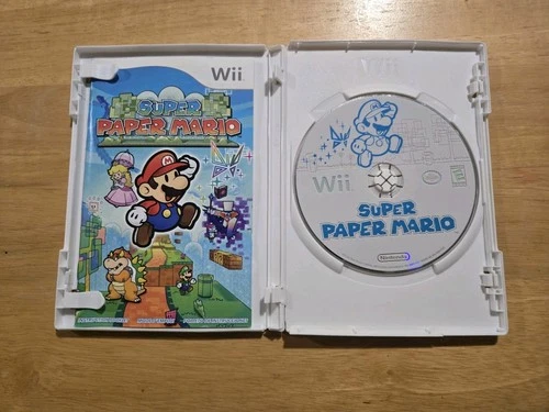 Super Paper Mario (Nintendo Wii, 2007) Game and Manual - NO ARTWORK - Tested