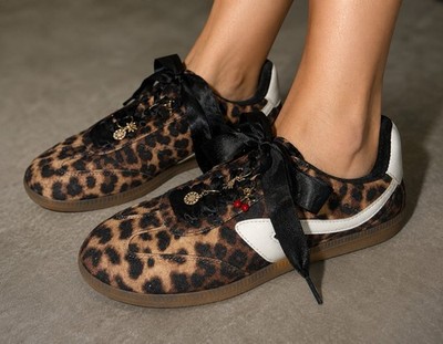 Dolce Vita Voyager Leopard Sneakers Earrings Gold Charms Cherry Women s Size 8.5