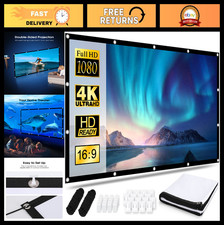 100" Portable Projector Screen - 16:9 HD Foldable Cinema Screen for Outdoor & Ho