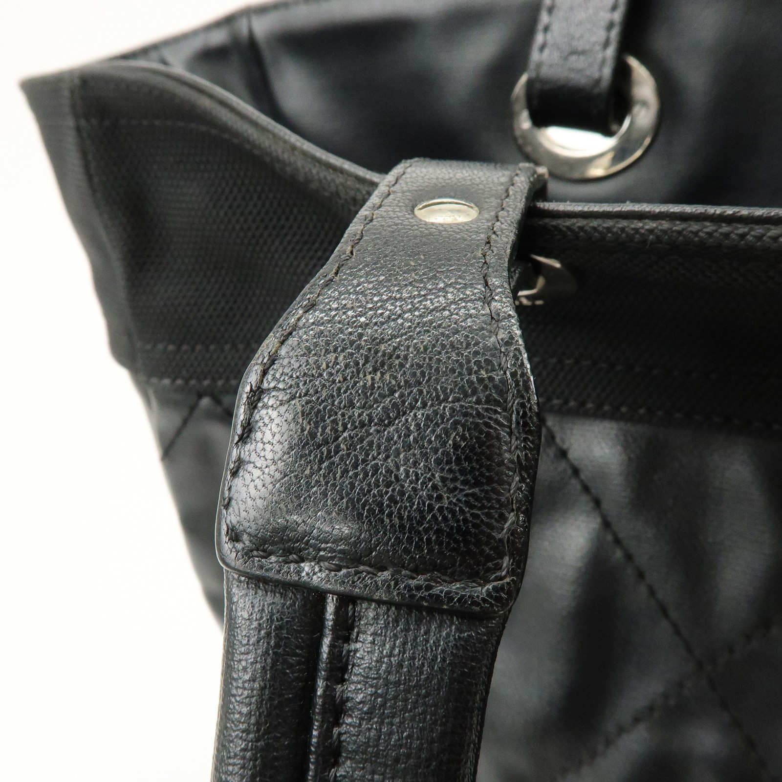 CHANEL PVC Canvas Leather Paris Biarritz MM Tote Hand Bag A34209 Auth Used F/S thumbnail 9