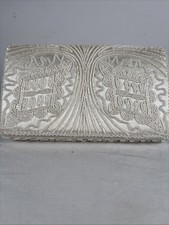 Vintage White Beaded Clutch Purse w/ Strap Bridal Wedding Evening Bag 1970s-80s