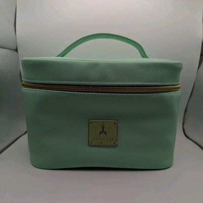 Jeffree Star Cosmetics Mint Green Faux Leather Makeup Bag with Handle, Zipper