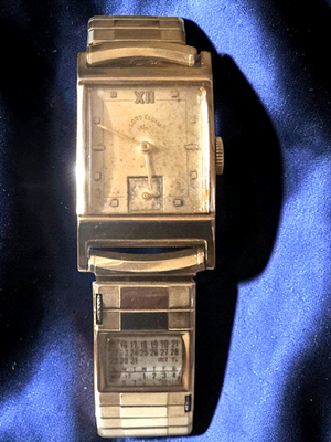 Vintage Men's Lord Elgin Watch w/Rotating Calendar Band 14K GF