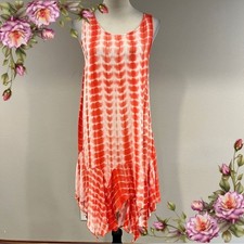 Umgee Asymmetrical Red and White Tie-Dye sleeveless Dress small small