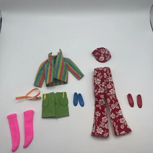 LOT Vintage 1960’s Skipper #1968 Hopscotchins Set Red Floral Pants Pink Knee Hi