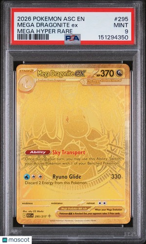 2026 Pokemon Ascended Heroes Mega Dragonite EX Mega Hyper Rare PSA 9 295/217