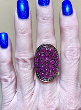 Gorgeous Designer Darkened Sterling Silver Lab Created Ruby  Spinel Ring