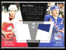 Jordan Leopold/Brian Leetch 2002-03 Upper Deck Rookie Update RC /1200 Dual Relic