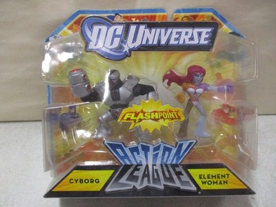 2011 DC Universe Action League Flashpoint Cyborg and Element Woman