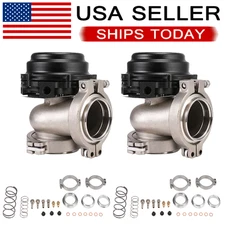 2Pc Black 44mm Wastegate External Turbo W/ TIAL V-Band Flange Spring MV-R 14PSI
