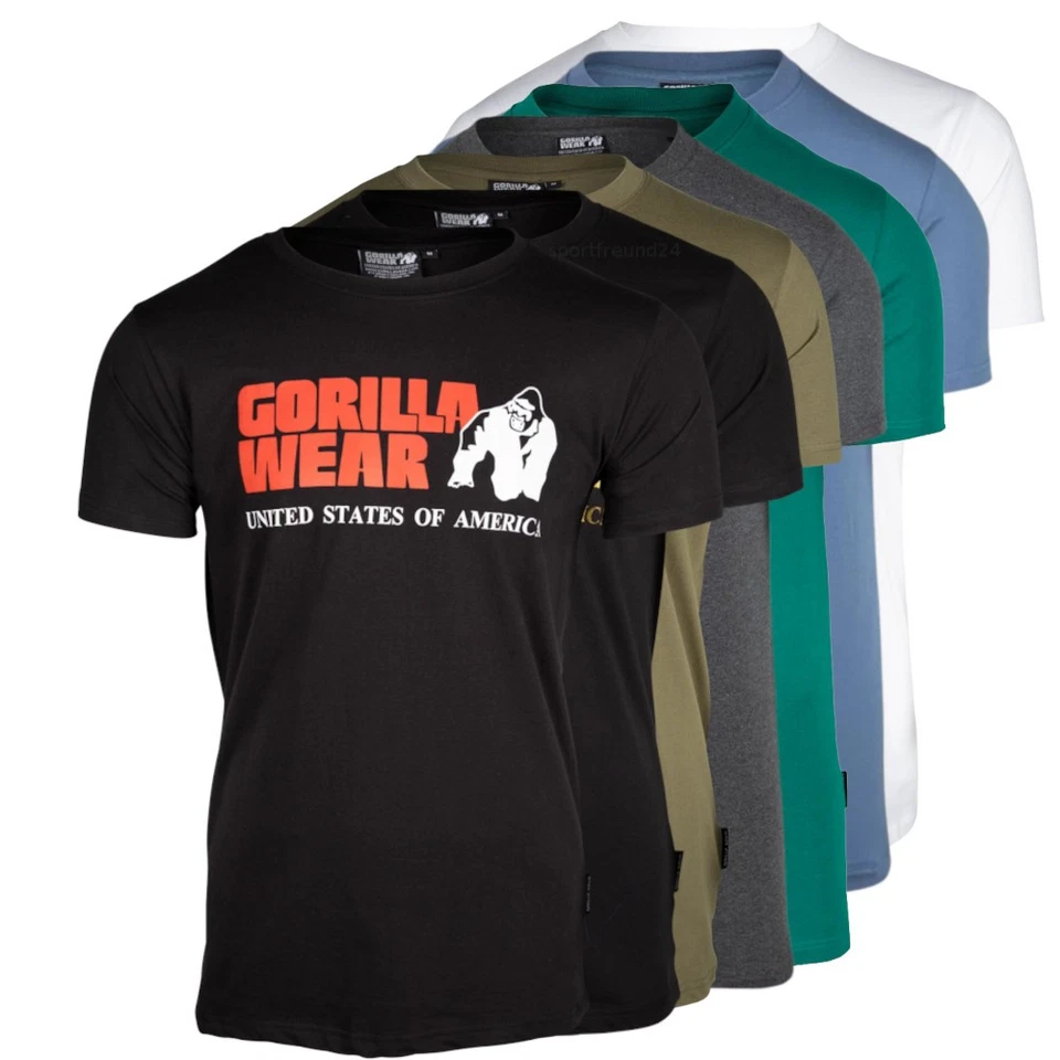 Gorilla Wear Classic T-Shirt Bodybuilding Fitness Tee Gym Wear Schwarz Grün