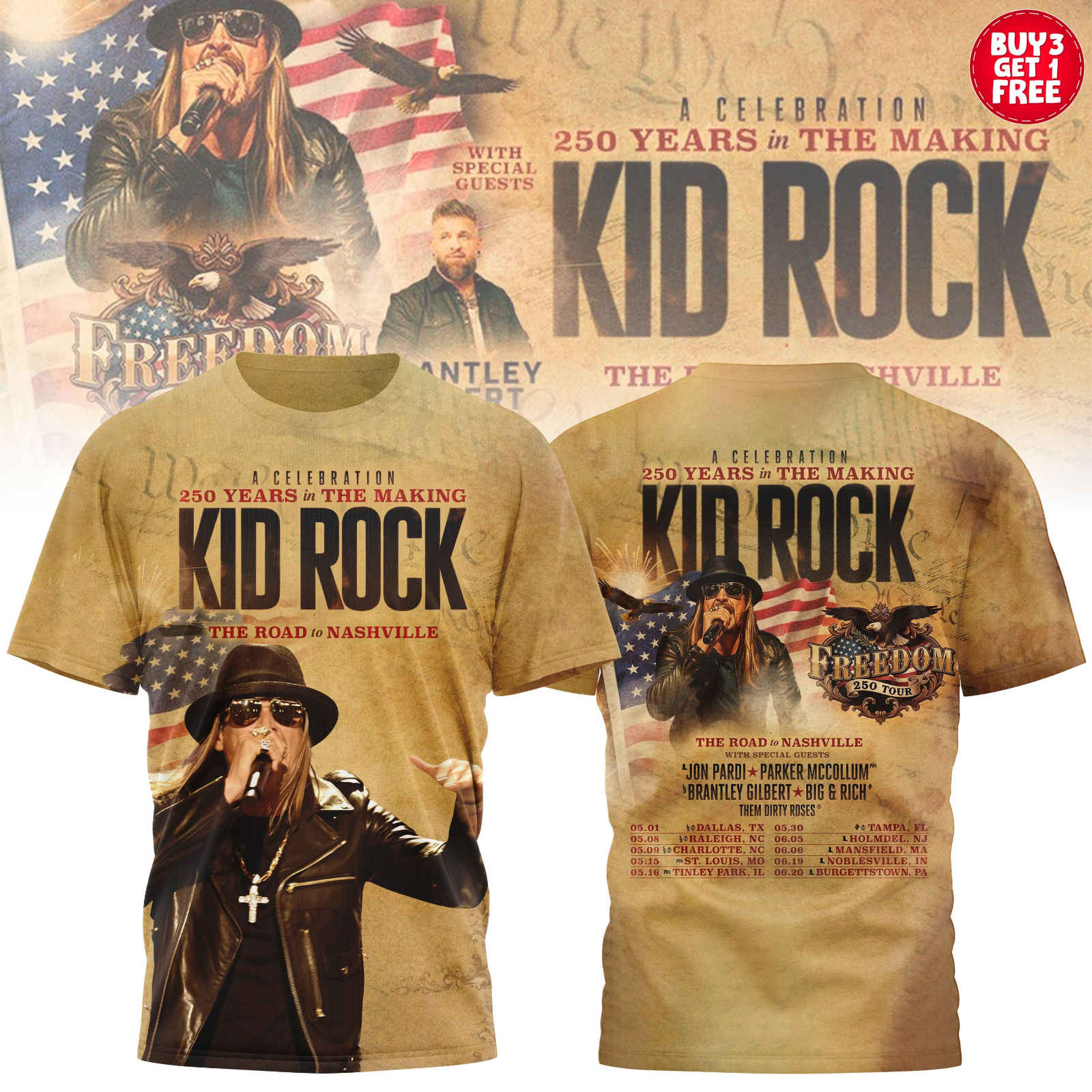 Kid Rock Tour TShirt, Loop Tour 2026 Shirt - Size S to 5XL