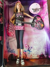 Hard Rock Barbie Doll K7906 Guitar Pin Pink Ribbon Label Open Box 2006