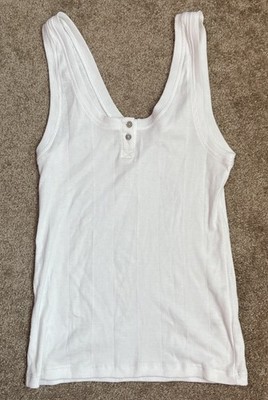 New Goldie Women s Tank Top 100%Pima Cotton White Sleeveless Size S Small NWOT
