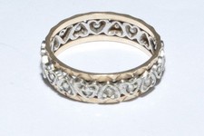 BEAUTIFUL VINTAGE 9ct and 925 SILVER ETERNITY RING WITH HEARTS