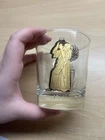 VINTAGE Aquarius Anchor Hocking  MCM Zodiac Sign Gold Etched Glass Barware