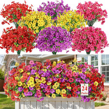24 Bundles Artificial Flowers for Outdoors De...